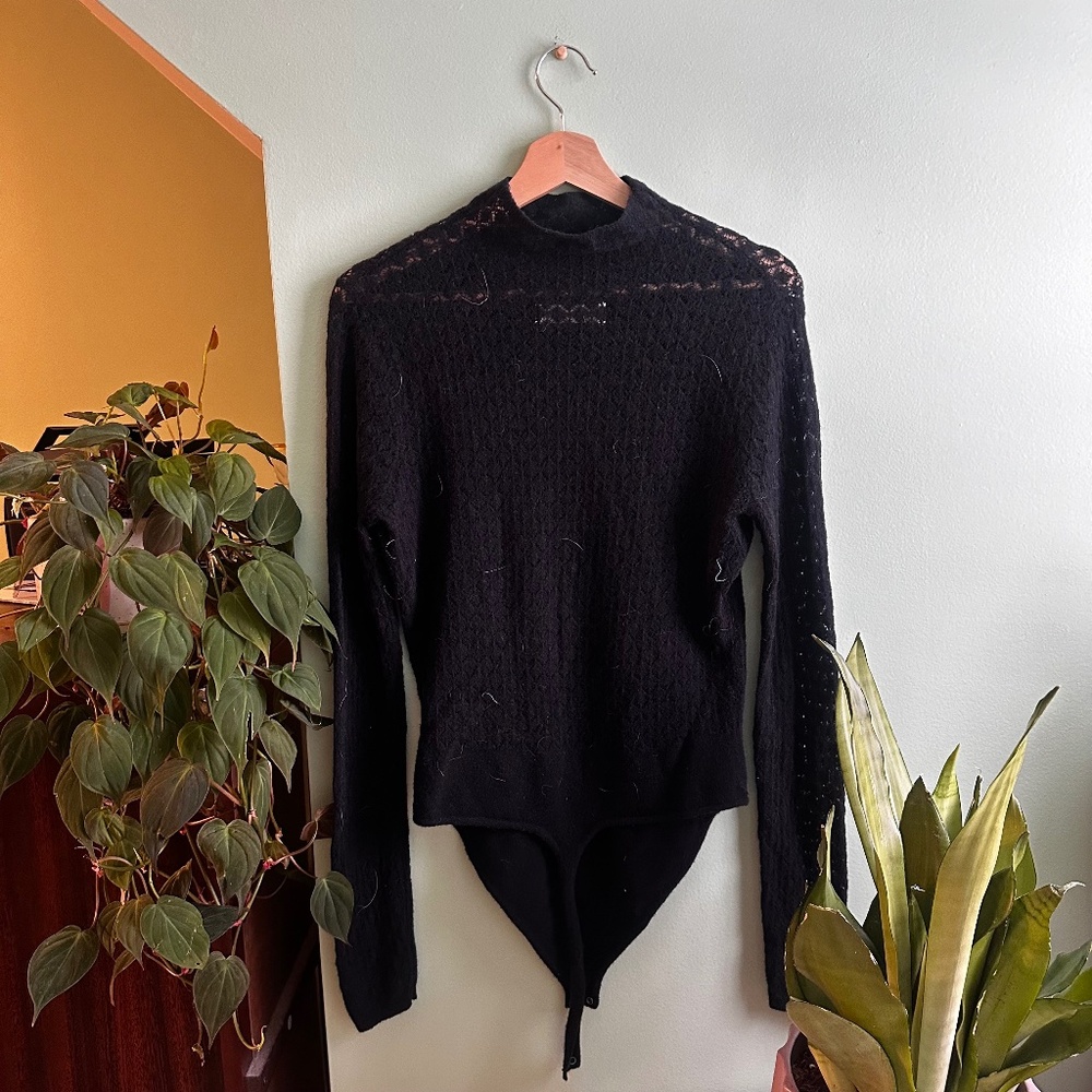 Abercrombie Mock Neck Sheer Knit Bodysuit